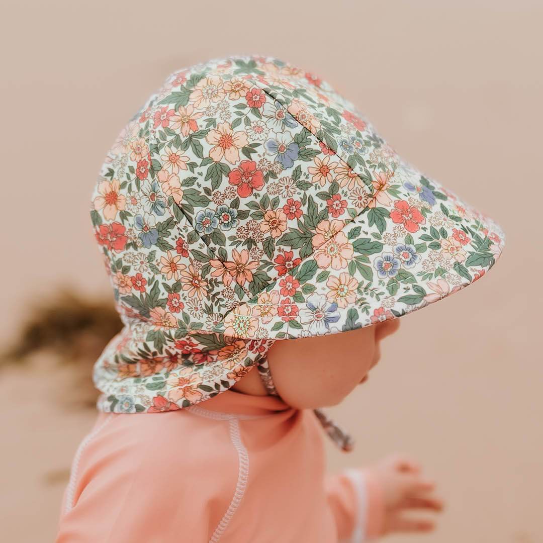 Bedhead Girls Beach Legionnaire Flap Hat - Flower - Be Bliss Baby