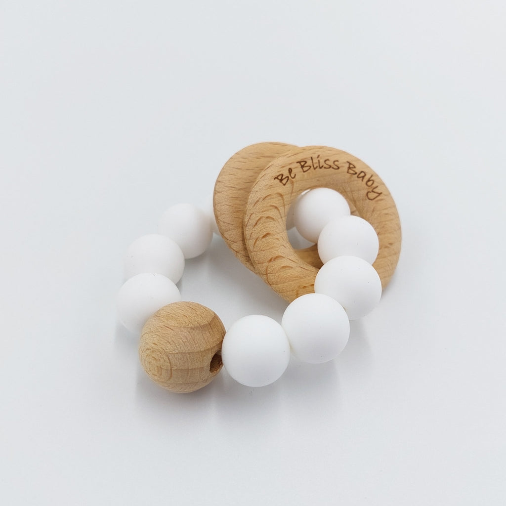 Silicone Teether Ring - White - Be Bliss Baby